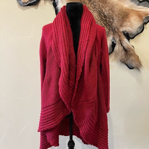 Ravel Medium Red Flared Cardigan Sweater Holiday Flare Festive Cozy Layers - Picture 2 of 5